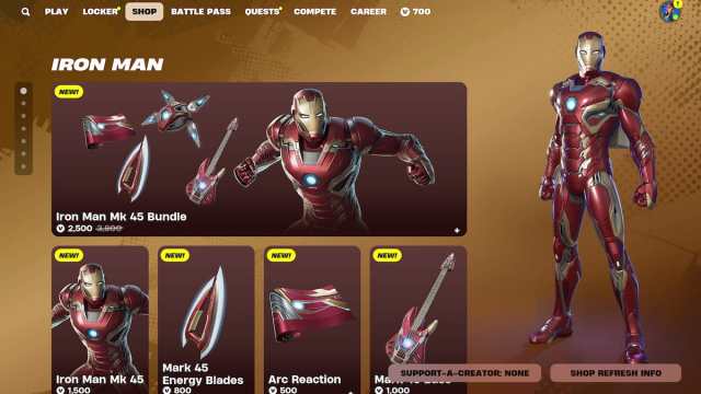 Boutique Iron Man de Fortnite