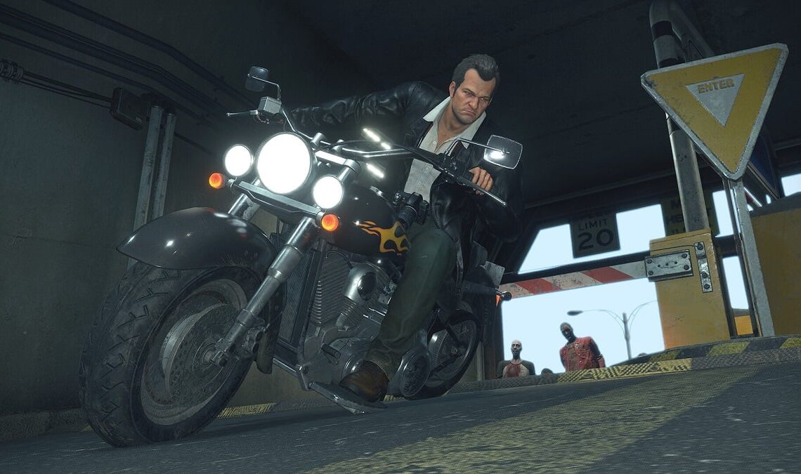 Dead Rising: Frank West looking cool on a motorcycle.