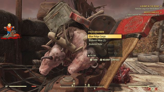 obtenir une cargaison de Brahmin Fallout 76, un obstacle sur la route