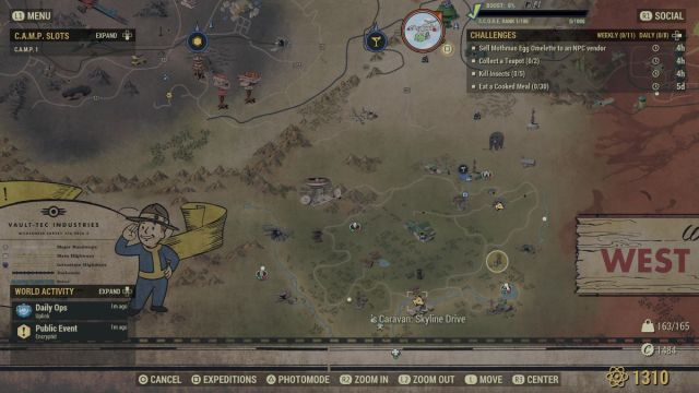 démarrer une caravane skyline drive world event fallout 76