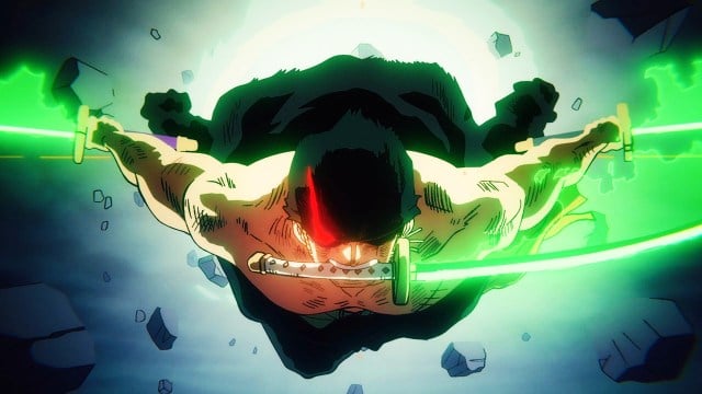 Roronoa Zoro s'envole pour couper le roi dans One Piece