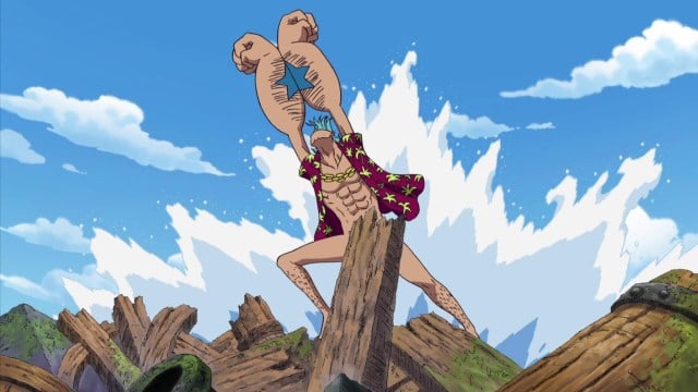 Franky fait la super pose dans One Piece