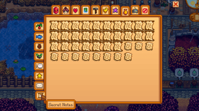 Notes secrètes dans Stardew Valley