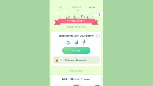 Partage d'objets dans Pokemon Go