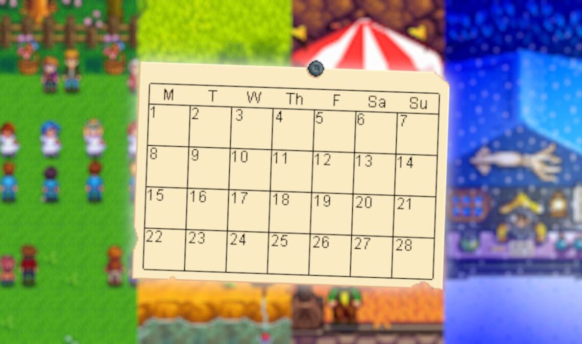 Calendar of Festivals in Stardew Valley