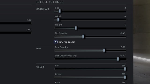 Paramètres du réticule Deadlock