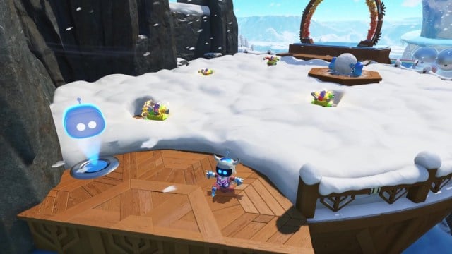 Astro Bot - Frozen Meal Déverrouillage de sortie de la galaxie perdue - plate-forme avec neige et ennemis