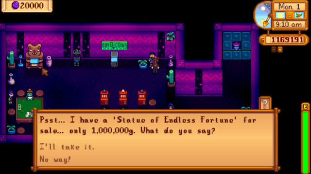 Ce type vous vendra une statue de la fortune sans fin dans Stardew Valley