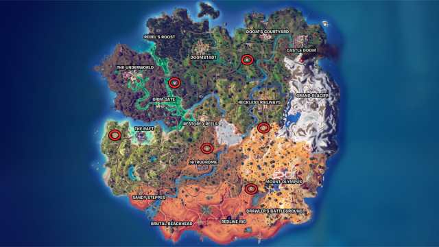 Emplacements des kits Iron Man sur la carte de Fortnite