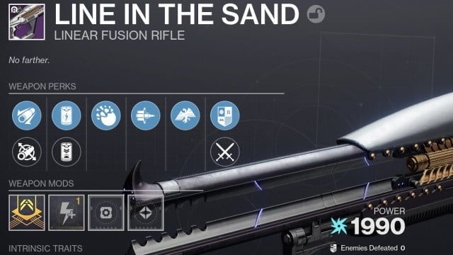 Exemple de construction de la ligne dans le sable de Destiny 2