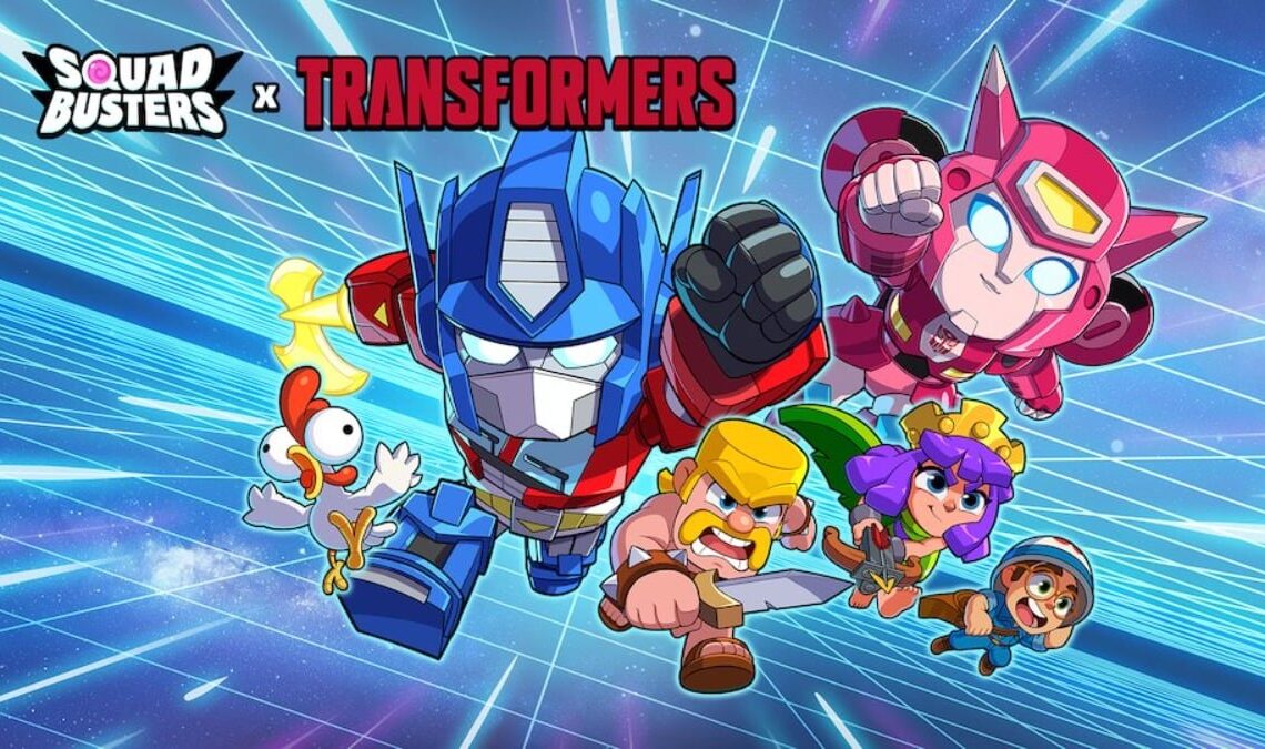 A promo image of Squad Busters x Transformers update.