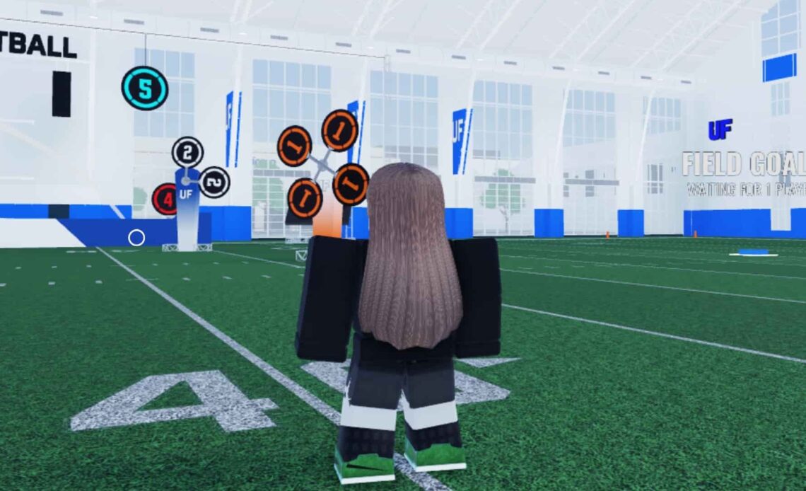 A screenshot of practice ground in NFL Universe Football.