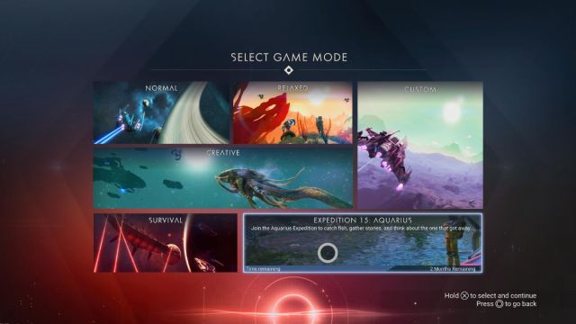 menu expédition dans no man's sky