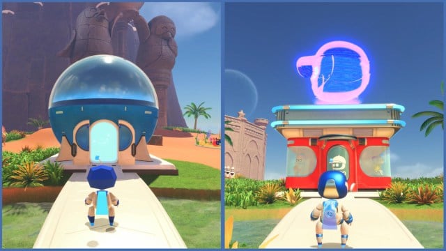 Vestiaire d'Astro Bot et laboratoire Gatcha